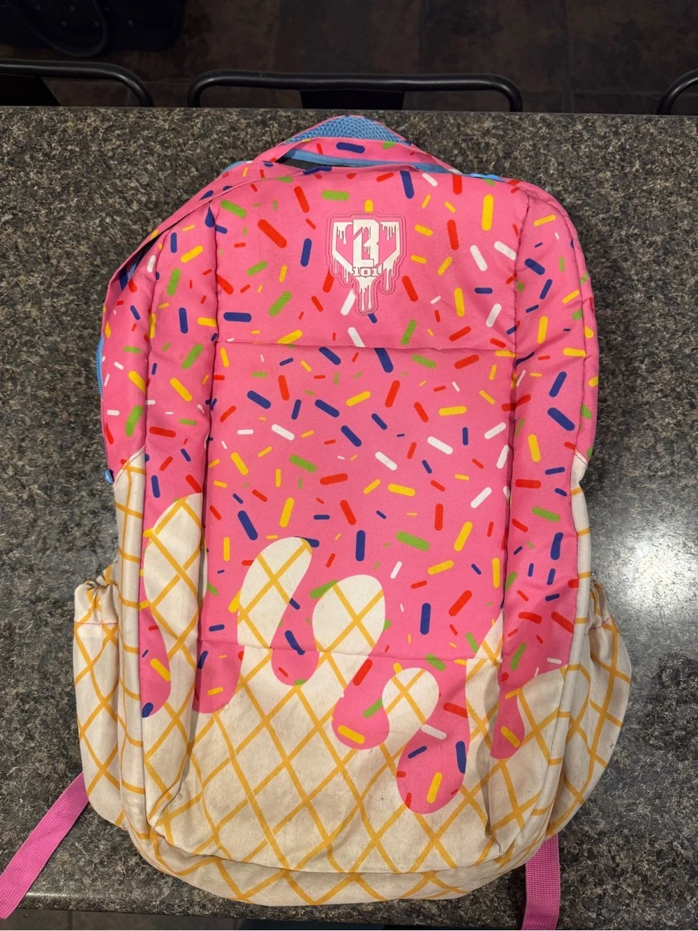 Pink Ice Cream Cone Kids Backpack with Sprinkles